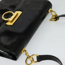 Salvatore Ferragamo Gancini Shoulder Bag Enamel Black Gold Auth bs23808-6