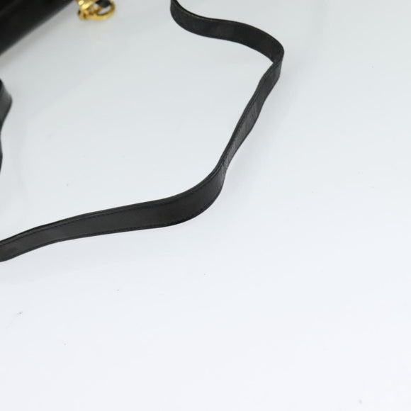 Salvatore Ferragamo Gancini Shoulder Bag Enamel Black Gold Auth bs23808