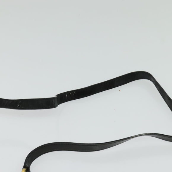 Salvatore Ferragamo Gancini Shoulder Bag Enamel Black Gold Auth bs23808