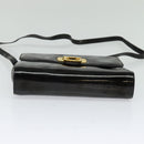 Salvatore Ferragamo Gancini Shoulder Bag Enamel Black Gold Auth bs23808-5