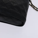 CHANEL Matelasse Chain Shoulder Bag Lamb Skin Black CC Auth bs23838-10