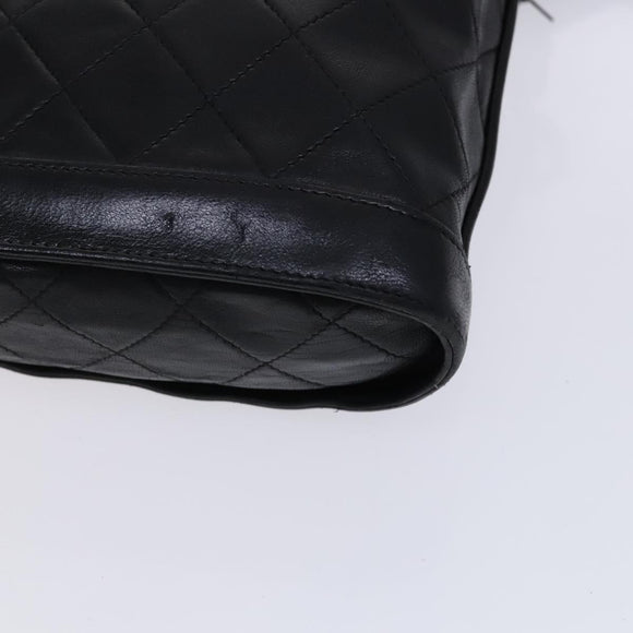 CHANEL Matelasse Chain Shoulder Bag Lamb Skin Black CC Auth bs23838