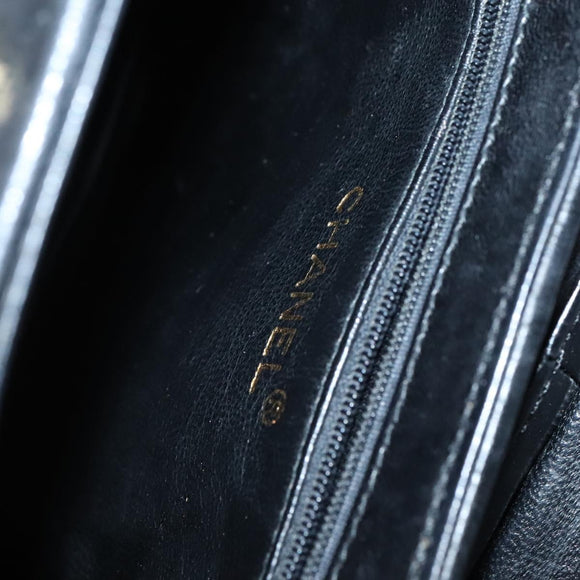 CHANEL Matelasse Chain Shoulder Bag Lamb Skin Black CC Auth bs23838