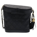 CHANEL Matelasse Chain Shoulder Bag Lamb Skin Black CC Auth bs23838-3