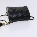 CHANEL Matelasse Chain Shoulder Bag Lamb Skin Black CC Auth bs23838-5