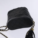 CHANEL Matelasse Chain Shoulder Bag Lamb Skin Black CC Auth bs23838-6