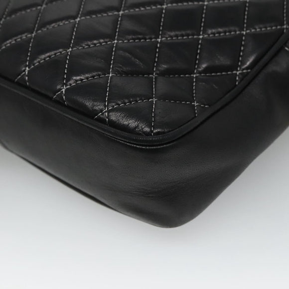 BALLY Chain Shoulder Bag Leather Black Gold Auth bs23848