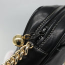 BALLY Chain Shoulder Bag Leather Black Gold Auth bs23848-10