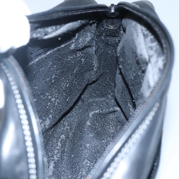 BALLY Chain Shoulder Bag Leather Black Gold Auth bs23848