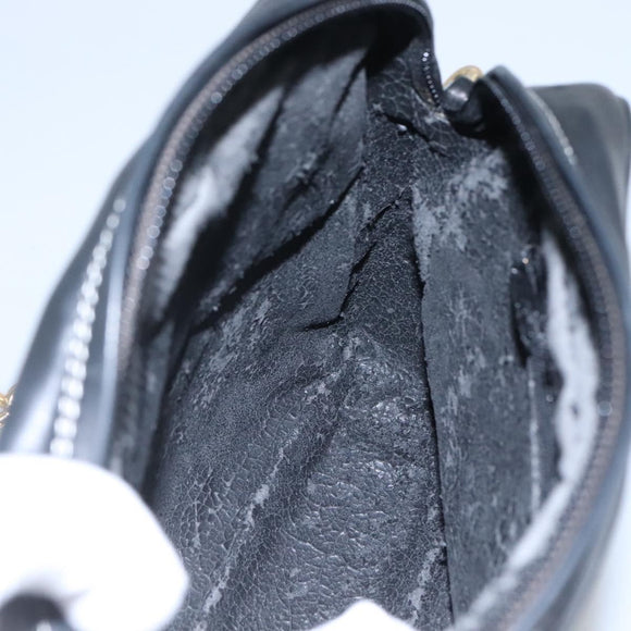 BALLY Chain Shoulder Bag Leather Black Gold Auth bs23848