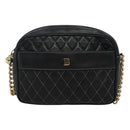 BALLY Chain Shoulder Bag Leather Black Gold Auth bs23848-13
