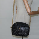 BALLY Chain Shoulder Bag Leather Black Gold Auth bs23848-22