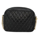 BALLY Chain Shoulder Bag Leather Black Gold Auth bs23848-2