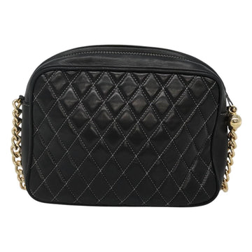 BALLY Chain Shoulder Bag Leather Black Gold Auth bs23848 - 0