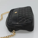 BALLY Chain Shoulder Bag Leather Black Gold Auth bs23848-4