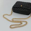 BALLY Chain Shoulder Bag Leather Black Gold Auth bs23848-7
