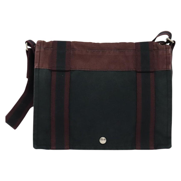 HERMES Fourre Tout Bassas PM Shoulder Bag Canvas Black Auth bs23858