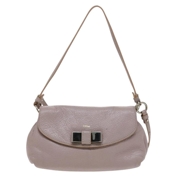 Chloe Lily Shoulder Bag Leather Beige Auth bs23861