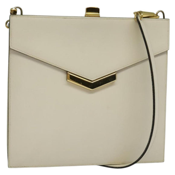 Christian Dior Shoulder Bag Leather Beige Auth bs23864