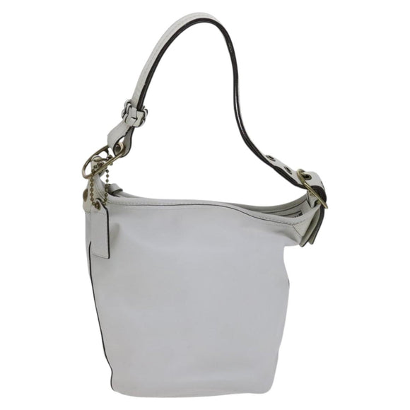 Coach Shoulder Bag Leather White Auth bs23865