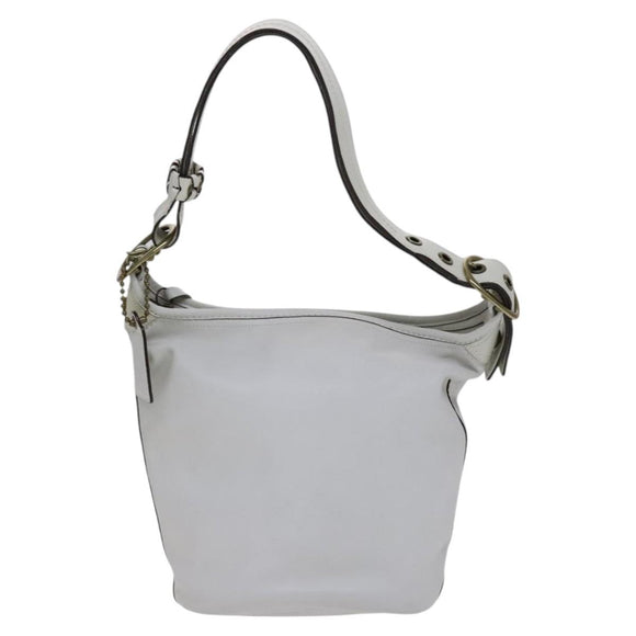 Coach Shoulder Bag Leather White Auth bs23865