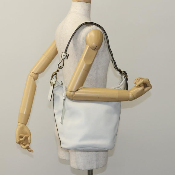 Coach Shoulder Bag Leather White Auth bs23865