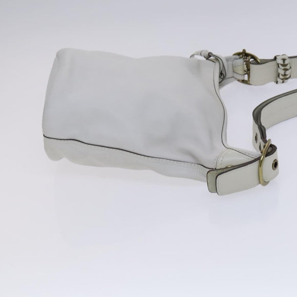 Coach Shoulder Bag Leather White Auth bs23865