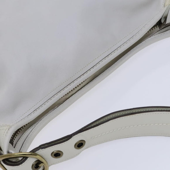 Coach Shoulder Bag Leather White Auth bs23865