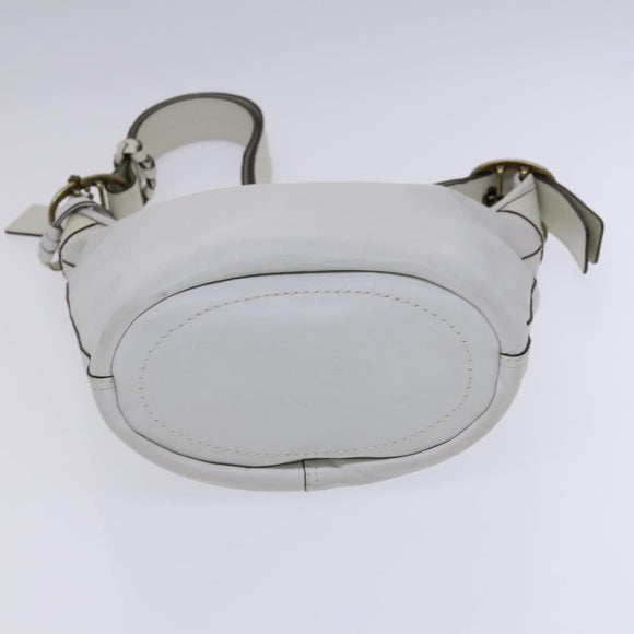 Coach Shoulder Bag Leather White Auth bs23865