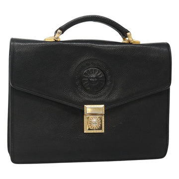 VERSACE Hand Bag Leather Black Auth bs23868
