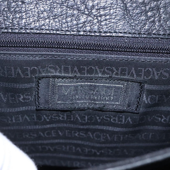 VERSACE Hand Bag Leather Black Auth bs23868