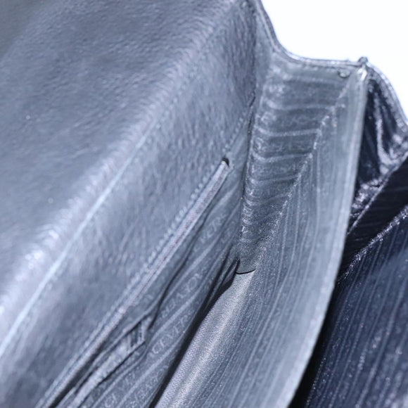 VERSACE Hand Bag Leather Black Auth bs23868