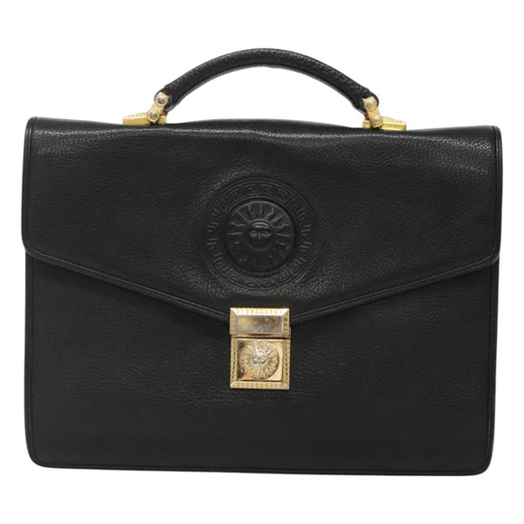 VERSACE Hand Bag Leather Black Auth bs23868