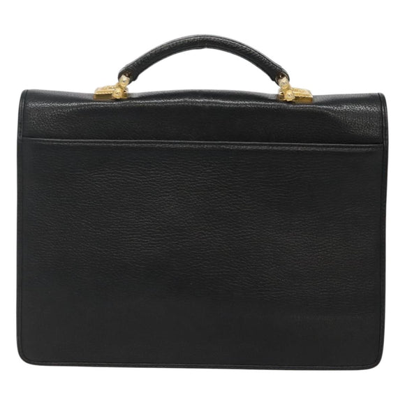 VERSACE Hand Bag Leather Black Auth bs23868