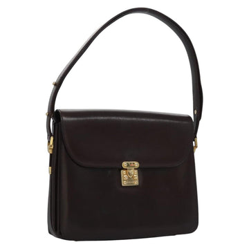 BALLY Shoulder Bag Leather Brown Gold Auth bs23873