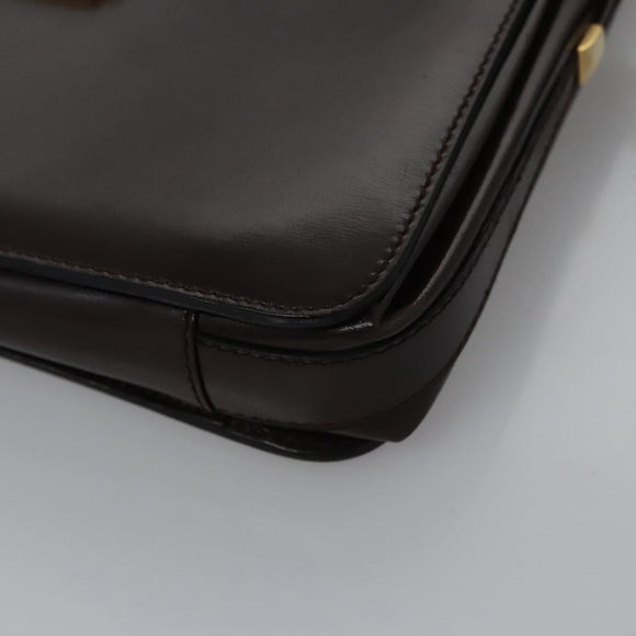 BALLY Shoulder Bag Leather Brown Gold Auth bs23873