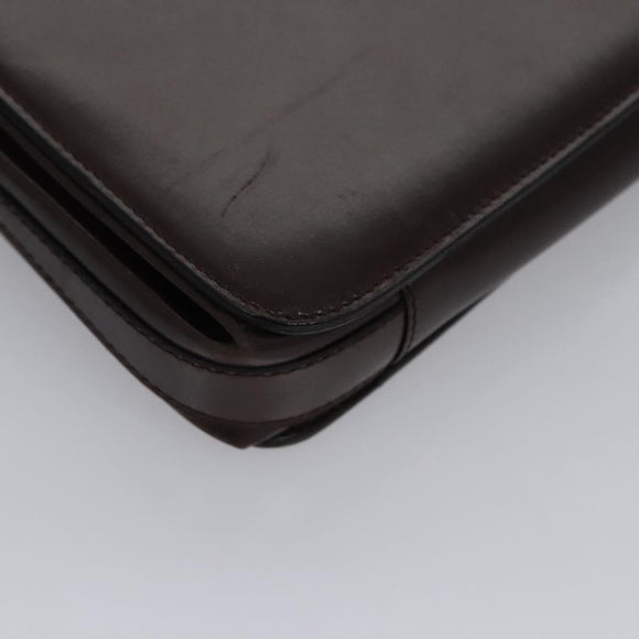 BALLY Shoulder Bag Leather Brown Gold Auth bs23873