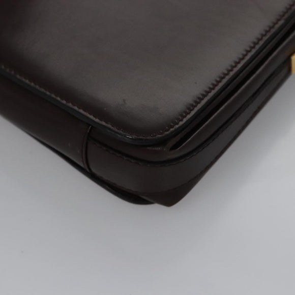 BALLY Shoulder Bag Leather Brown Gold Auth bs23873