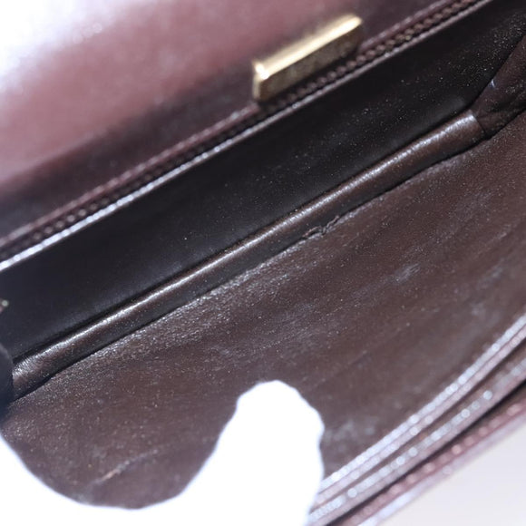 BALLY Shoulder Bag Leather Brown Gold Auth bs23873