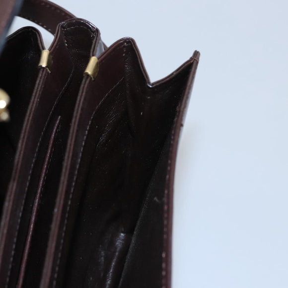 BALLY Shoulder Bag Leather Brown Gold Auth bs23873