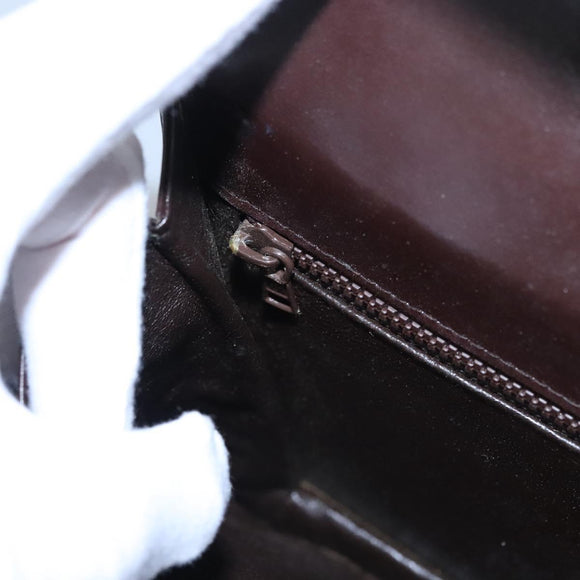 BALLY Shoulder Bag Leather Brown Gold Auth bs23873