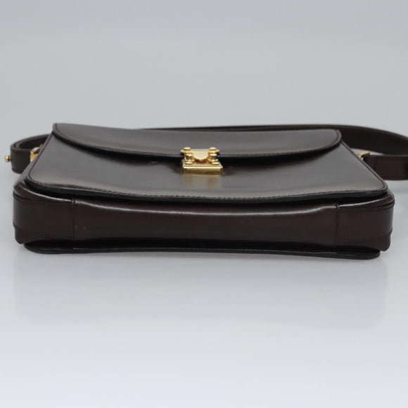 BALLY Shoulder Bag Leather Brown Gold Auth bs23873