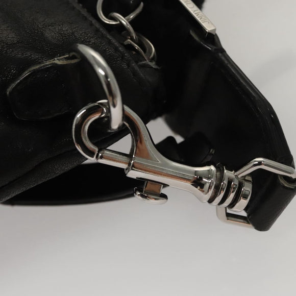 Jimmy Choo Shoulder Bag Nylon Leather Black Auth bs23874