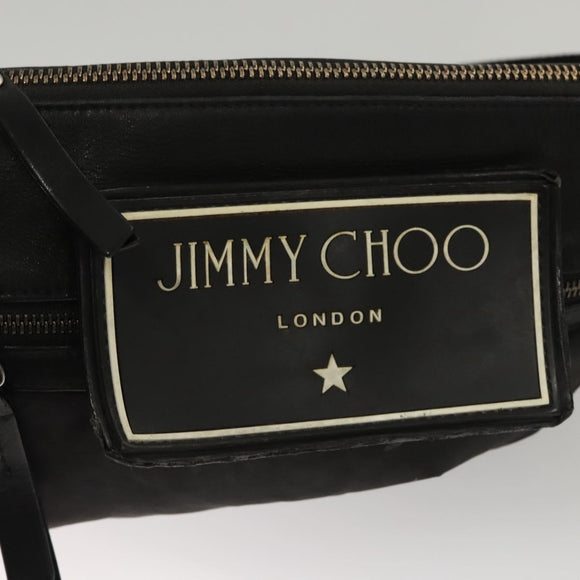 Jimmy Choo Shoulder Bag Nylon Leather Black Auth bs23874
