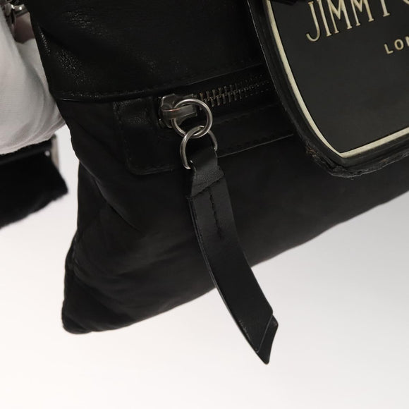 Jimmy Choo Shoulder Bag Nylon Leather Black Auth bs23874