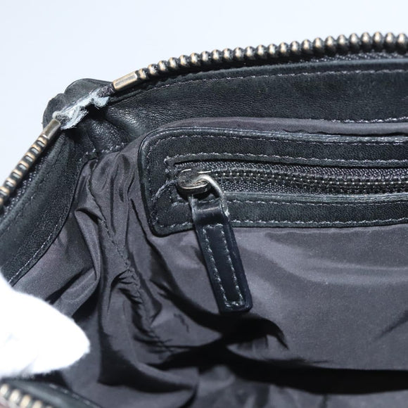 Jimmy Choo Shoulder Bag Nylon Leather Black Auth bs23874