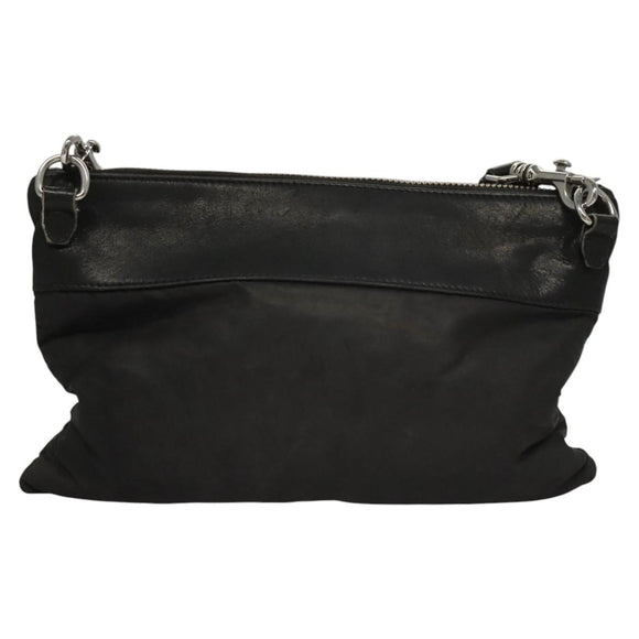 Jimmy Choo Shoulder Bag Nylon Leather Black Auth bs23874