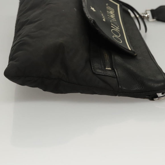 Jimmy Choo Shoulder Bag Nylon Leather Black Auth bs23874