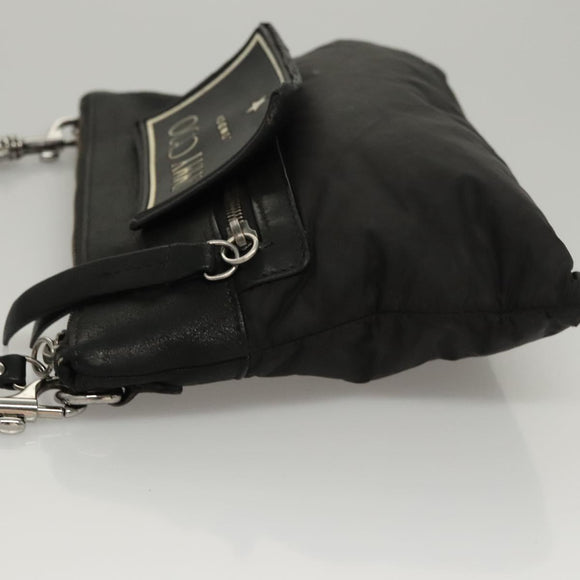 Jimmy Choo Shoulder Bag Nylon Leather Black Auth bs23874