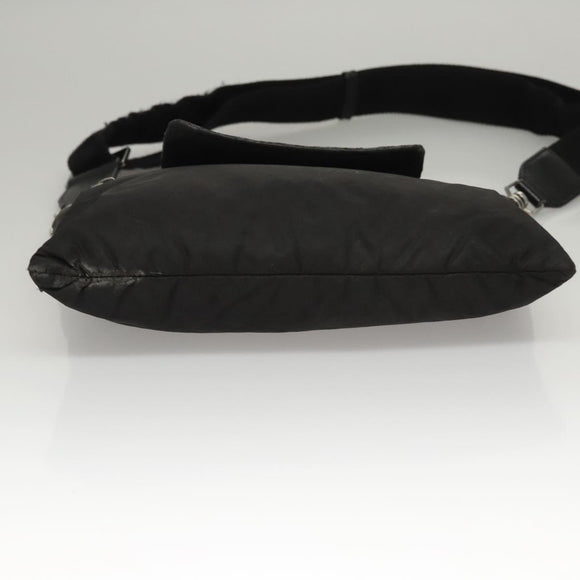 Jimmy Choo Shoulder Bag Nylon Leather Black Auth bs23874